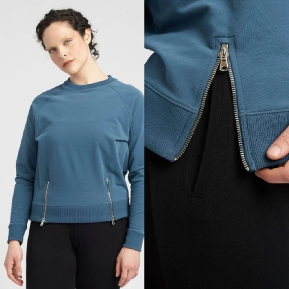 Universal Standard Riley Raglan Sweatshirt 4XS XS Blue Side Zip